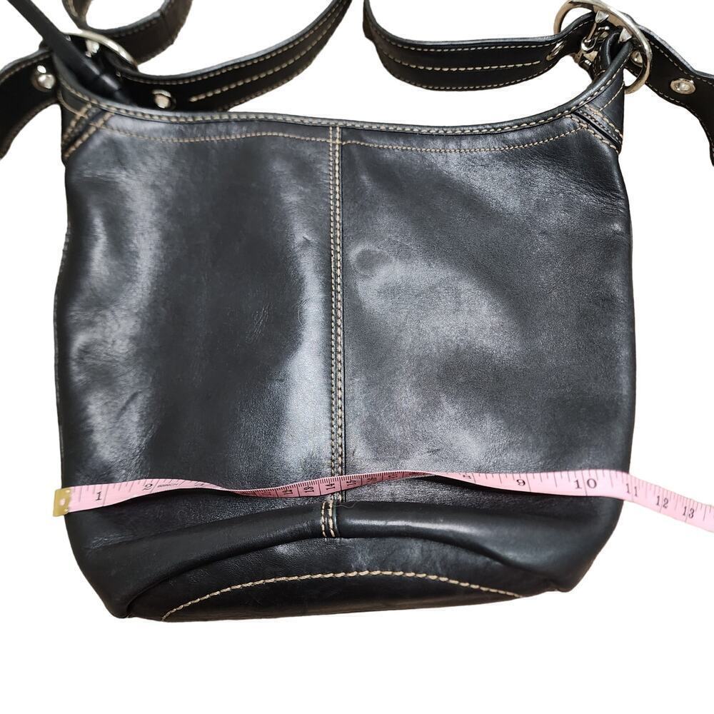 COACH Black Leather Duffle w Exterior Zipper Pocket Crossbody to Shoulder Strap - Picture 11 of 11